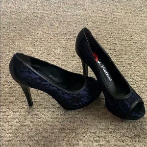 Navy lace heels